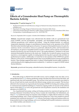 Effects of a Groundwater Heat Pump on Thermophilic Bacteria Activity