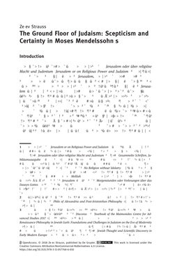 The Ground Floor of Judaism: Scepticism and Certainty in Moses