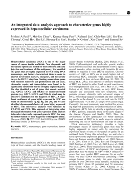 An Integrated Data Analysis Approach to Characterize Genes Highly Expressed in Hepatocellular Carcinoma