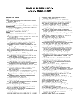 FEDERAL REGISTER INDEX January–October 2019