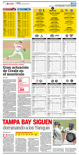 TAMPA BAY SIGUEN AP/EXPRESO Dominando a Los Yanquis