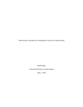 White House, Chocolate City: Reading DC in the Era of Marion Barry