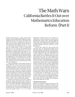 The Math Wars: California Battles It out Over Mathematics Education Reform Part I