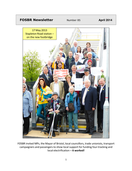 FOSBR Newsletter Number 85 April 2014