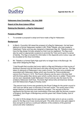 Agenda Item No. 21 Halesowen Area Committee