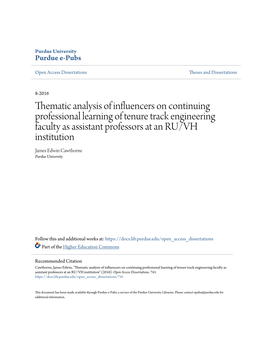 Thematic Analysis of Influencers on Continuing Professional Learning Of