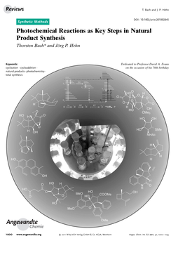 Photochemical Reactions As Key Steps in Natural Product Synthesis Thorsten Bach* and J�Rg P