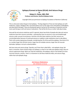 (Eicah): Anti-Seizure Drugs Robert S. Fisher, MD