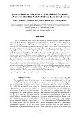 Issues and Problems Faced by Rural Farmers in Paddy Cultivation: a Case Study of the Iban Paddy Cultivation in Kuala Tatau, Sarawak