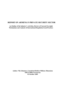 Report on Armenia's Private Security Sector