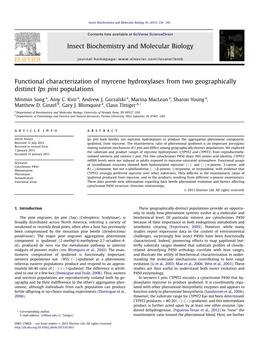 Functional Characterization of Myrcene Hydroxylases from Two Geographically Distinct Ips Pini Populations