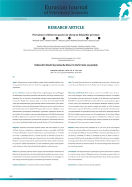 Eurasian Journal of Veterinary Sciences