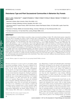 Disturbance Type and Plant Successional Communities in Bahamian Dry Forests