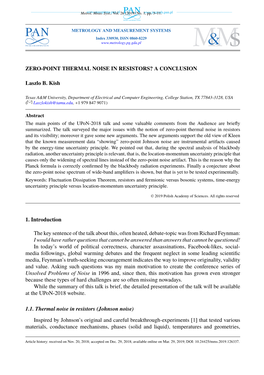 Zero-Point Thermal Noise in Resistors? a Conclusion