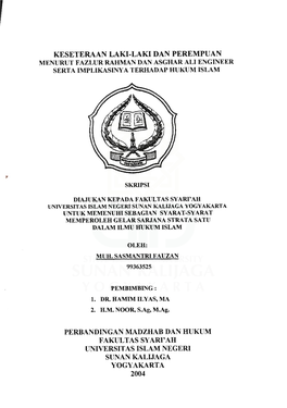 Keseteraan Laki-Laki Dan Perempuan Menurut Fazlur Rahman Dan Asghar Ali Engineer Serta Implikasinya Terhadap Hukum Islam