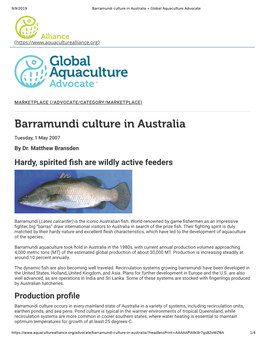 Barramundi Culture in Australia « Global Aquaculture Advocate