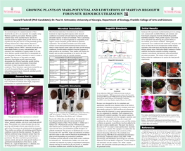 Growing Plants on Mars-Potential and Limitations of Martian Regolith for In-Situ Resource Utilization