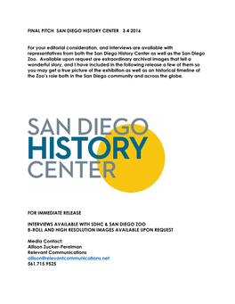 FINAL PITCH SAN DIEGO HISTORY CENTER 3 4 2016 for Your