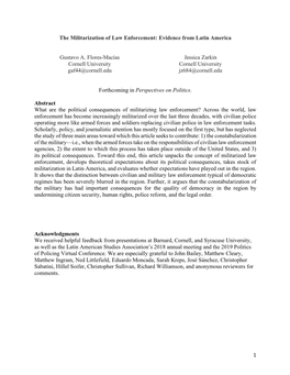 Militarization of Law Enforcement: Evidence from Latin America