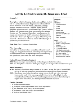 Activity 1.1: Understanding the Greenhouse Effect