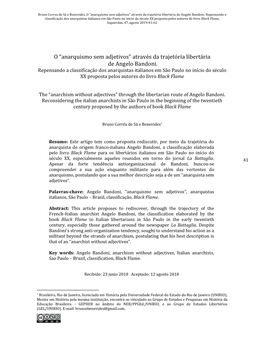 O “Anarquismo Sem Adjetivos” Através Da Trajetória Libertária De Angelo Bandoni