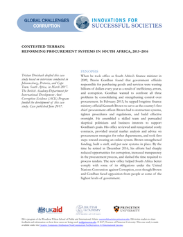 Contested Terrain: Reforming Procurement Systems in South Africa, 2013–2016