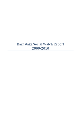 Karnataka Social Watch Report 2009-2010