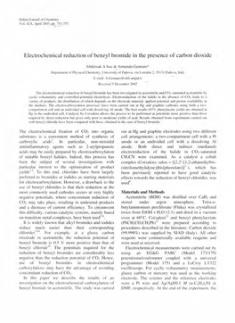 Electrochemical Reduction of Benzyl Bromide in the Presence of Carbon Dioxide