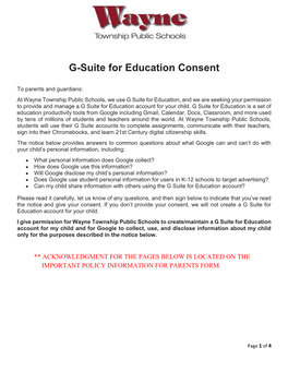 G-Suite for Education Consent