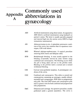 · Commonly Used Appendlx Abbreviations in Gyn(Ccology