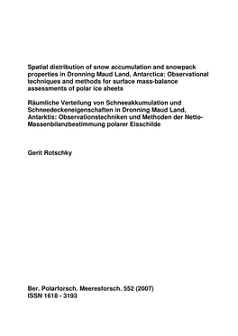 Spatial Distribution of Snow Accumulation and Snowpack