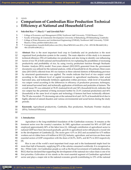 Comparison of Cambodian Rice Production Technical 2 Efficiency At