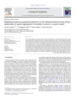 Modelling Herbivore Population Dynamics in the Amboseli National Park, Kenya