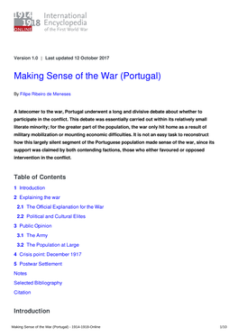 Making Sense of the War (Portugal) | International Encyclopedia of The