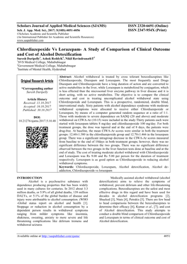 Chlordiazepoxide Vs Lorazepam