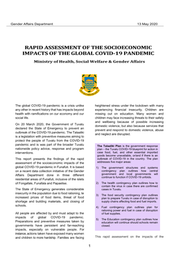 Rapid Assessment of the Socioeconomic Impacts of the Global Covid-19 Pandemic