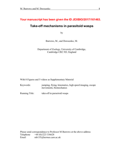 Take-Off Mechanisms in Parasitoid Wasps