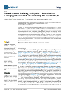 A Pedagogy of Secularism for Counseling and Psychotherapy