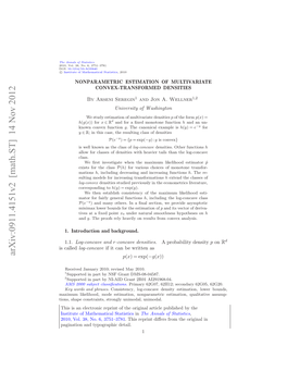 Nonparametric Estimation of Multivariate Convex-Transformed Densities.” DOI: 10.1214/10-AOS840SUPP