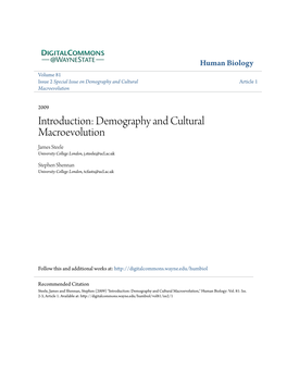 Introduction: Demography and Cultural Macroevolution James Steele University College London, J.Steele@Ucl.Ac.Uk