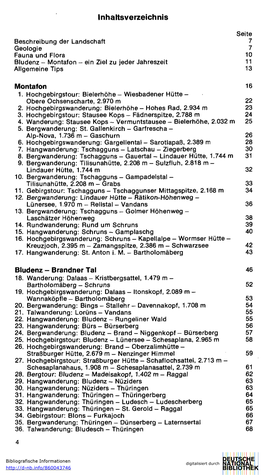 Inhaltsverzeichnis Seite Beschreibung Der Landschaft 7 Geologie 7 Fauna Und Flora 10 Bludenz - Montafon - Ein Ziel Zu Jeder Jahreszeit 11 Allgemeine Tips 13