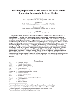 Proximity Operations for the Robotic Boulder Capture Option for the Asteroid Redirect Mission