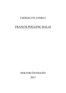 Francis Poulenc Dalai
