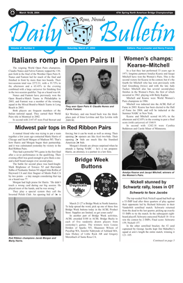 Italians Romp in Open Pairs II Women's Champs