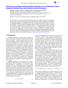 Electronic Correlation Without Double Counting Via a Combination of Spin Projected Hartree-Fock and Density Functional Theories Alejandro J