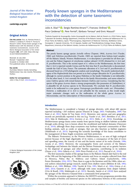 Poorly Known Sponges in the Mediterranean with the Detection of Some Taxonomic Inconsistencies