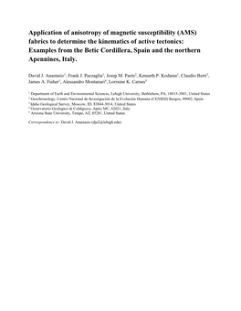 Application of Anisotropy of Magnetic Susceptibility (AMS) Fabrics to Determine the Kinematics of Active Tectonics: Examples