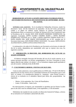 AYUNTAMIENTO De VALDASTILLAS Solano, 12.- 10.614.- Tf 927476066 C.I.F