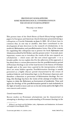 Protestant Scholasticism: Some Methodological Considerations in the Study of Its Development