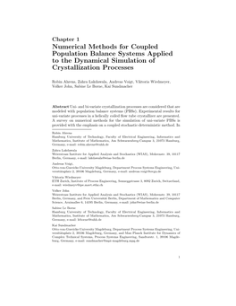 Numerical Methods for Coupled Population Balance Systems Applied to the Dynamical Simulation of Crystallization Processes